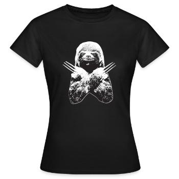 Slotherine Wolverine Faultier Vielfraß Mischling - Frauen T-Shirt - Schwarz - Vorne - AI Model Female 172 dark (172cm)