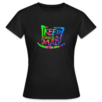 Behalten Sie Wonderland Mad Hat & Cheshire Cat Grinsen - Frauen T-Shirt - Schwarz - Vorne - AI Model Female 172 dark (172cm)