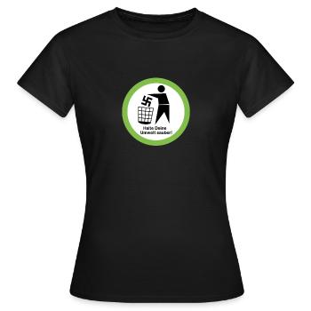 Gegen Nazis - FCK NZS - Halte deine Umwelt Sauber - Frauen T-Shirt - Schwarz - Vorne - AI Model Female 172 dark (172cm)