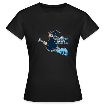 Halloween aspirateur balai de sorcière cadeau drôle - T-shirt Femme - noir - Devant - AI Model Female 172 dark (172cm)