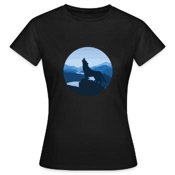 Wolf steppe night moon fable magic nature gift - Women's T-Shirt - black - Front - AI Model Female 172 dark (172cm)