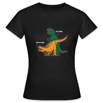 XASTY Dinosaurier Zwei T-Rex Sex Design - Frauen T-Shirt - Schwarz - Vorne - AI Model Female 172 dark (172cm)