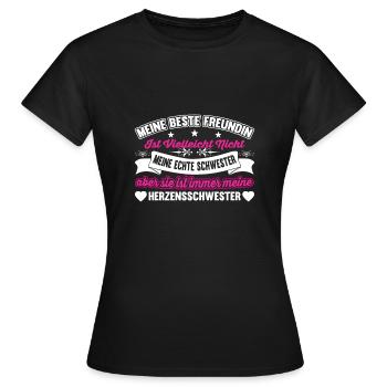 Beste Freundin lustig Spruch Herzenschwester - Frauen T-Shirt - Schwarz - Vorne - AI Model Female 172 dark (172cm)