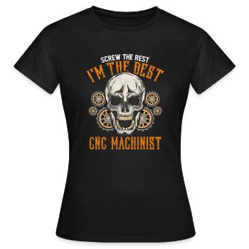 CNC Maschinist Beruf Geschenkidee cooler Spruch - Frauen T-Shirt - Schwarz - Vorne - AI Model Female 172 dark (172cm)