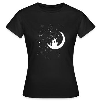 Les chats aiment la lune et la voie lactée - T-shirt Femme - noir - Devant - AI Model Female 172 dark (172cm)