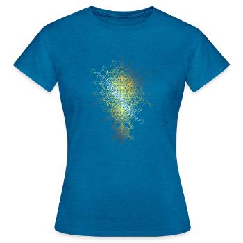 Heilige Geometrie, gebogene Bemaßungen - Frauen T-Shirt - Antikblaues Saphir meliert - Vorne - AI Model Female 172 dark (172cm)