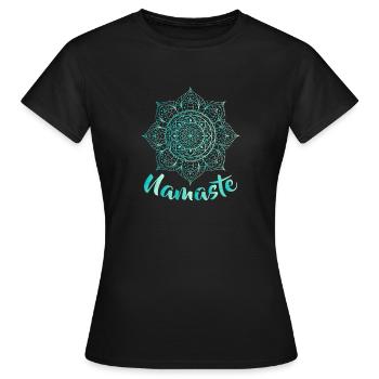 Namaste - Fleur de Lotus - T-shirt Spirituel Yoga Om - T-shirt Femme - noir - Devant - AI Model Female 172 dark (172cm)