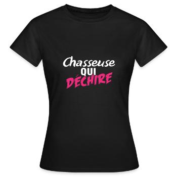 Chasseuse qui déchire - T-shirt Femme - noir - Devant - AI Model Female 172 dark (172cm)