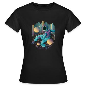 Techno astronaut in cool neon colors - Women's T-Shirt - black - Front - AI Model Female 172 dark (172cm)