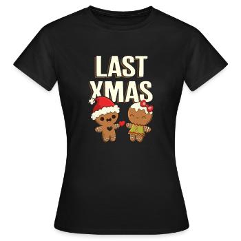 Last Christmas I Lebkuchen Herz Pärchen - Frauen T-Shirt - Schwarz - Vorne - AI Model Female 172 dark (172cm)