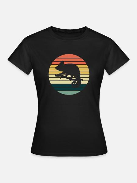 Chamaeleon Chamäleon retro - Frauen T-Shirt - Schwarz