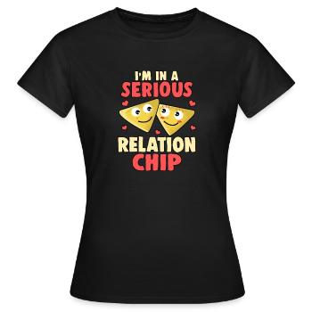 Serious Relation Beziehung Tortilla Chip Geschenk - Frauen T-Shirt - Schwarz - Vorne - AI Model Female 172 dark (172cm)