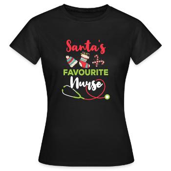 Weihnachten Krankenpflegerin Krankenschwester - Frauen T-Shirt - Schwarz - Vorne - AI Model Female 172 dark (172cm)