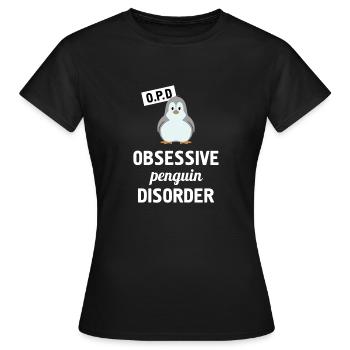 Besessene Pinguin-Störung Lustiges Pinguin-T-Shirt - Frauen T-Shirt - Schwarz - Vorne - AI Model Female 172 dark (172cm)