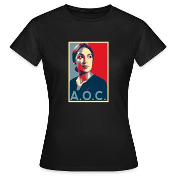 AOC for President 2024 Alexandria Ocasio-Cortez - T-shirt Femme - noir - Devant - AI Model Female 172 dark (172cm)