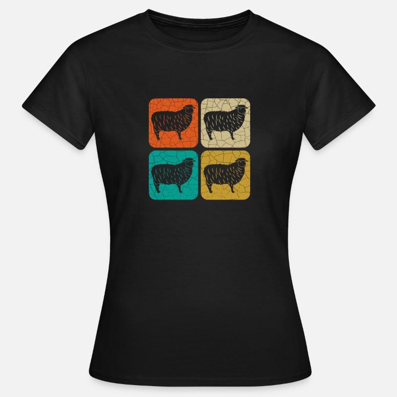 Sheep Vintage Sheep Rectangle - Funny Gift - Women's T-Shirt - black