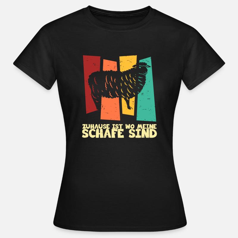 Zuhause Schafe Schaefer Schäfer vintage - Frauen T-Shirt - Schwarz