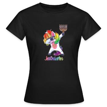 Jewnicorn - juif tamponnant licorne Hanoukka - T-shirt Femme - noir - Devant - AI Model Female 172 dark (172cm)