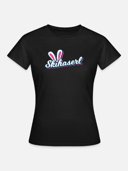 Skihaserl Ski Haserl Skihase Geschenk Apres Ski - Frauen T-Shirt - Schwarz