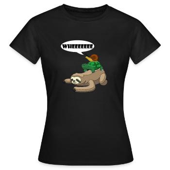 Faultier Schildkröte Schnecke Lustiges Faultier Süßes Faultier Liebhaber - Frauen T-Shirt - Schwarz - Vorne - AI Model Female 172 dark (172cm)