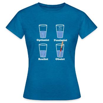 Drôle d’orchestre de musique hautboïste Tee - T-shirt Femme - bleu saphir antique chiné - Devant - AI Model Female 172 dark (172cm)
