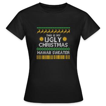 Mele Kalikimaka Hässlicher Pullover Frohe Weihnach - Frauen T-Shirt - Schwarz - Vorne - AI Model Female 172 dark (172cm)