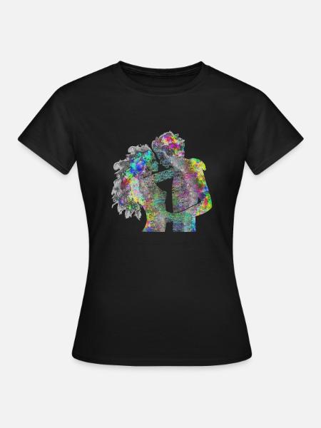 Psychedelisches Liebespaar - Frauen T-Shirt - Schwarz