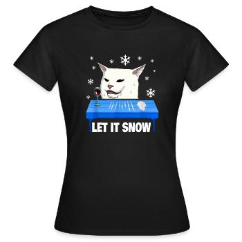 Laisse la neige pull de Noël laid de chat - T-shirt Femme - noir - Devant - AI Model Female 172 dark (172cm)