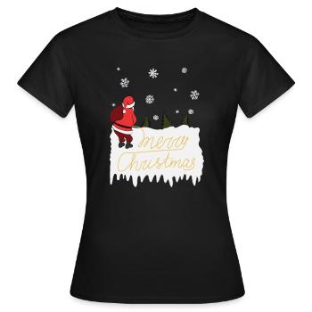 Joyeux noël, père noël, pipi, laid, christ - T-shirt Femme - noir - Devant - AI Model Female 172 dark (172cm)