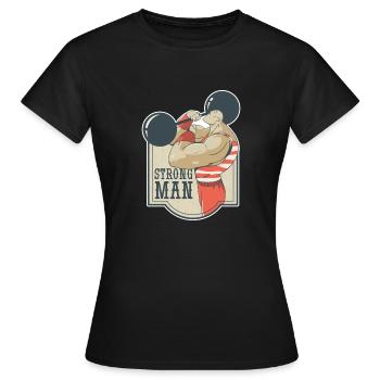 Strongman retro Muskelmann mit Gewicht Nostalgie - Frauen T-Shirt - Schwarz - Vorne - AI Model Female 172 dark (172cm)