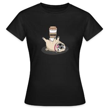 Mops und Kaffee leben - Frauen T-Shirt - Schwarz - Vorne - AI Model Female 172 dark (172cm)