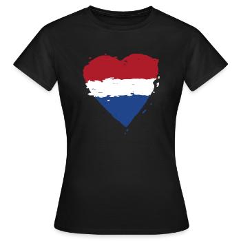 Niederlande Flagge Herz - Frauen T-Shirt - Schwarz - Vorne - AI Model Female 172 dark (172cm)