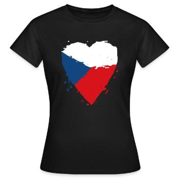 Tschechien Flagge Herz - Frauen T-Shirt - Schwarz - Vorne - AI Model Female 172 dark (172cm)