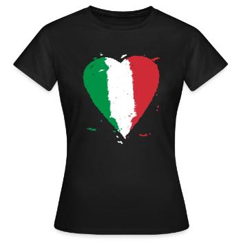 Italien Flagge Herz - Frauen T-Shirt - Schwarz - Vorne - AI Model Female 172 dark (172cm)