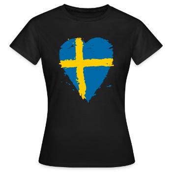 Schweden Flagge Herz - Frauen T-Shirt - Schwarz - Vorne - AI Model Female 172 dark (172cm)