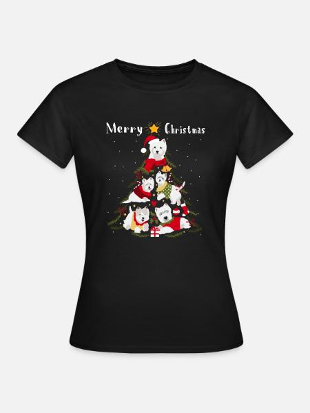 West Highland White Terrier Westie Weihnachtsbaum - Dame-T-shirt - sort