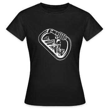 Snap Hook Klettern Frau und Boulderer Geschenk - Frauen T-Shirt - Schwarz - Vorne - AI Model Female 172 dark (172cm)