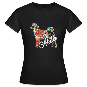 Amant Akita mignon - T-shirt Femme - noir - Devant - AI Model Female 172 dark (172cm)