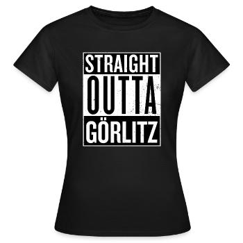 Straight outta Görlitz compton Film Logo Sachsen - Frauen T-Shirt - Schwarz - Vorne - AI Model Female 172 dark (172cm)