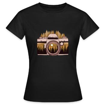 Appareil photo photographique de la forêt de Camara - T-shirt Femme - noir - Devant - AI Model Female 172 dark (172cm)