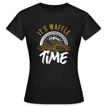 Waffel - Frauen T-Shirt - Schwarz - Vorne - AI Model Female 172 dark (172cm)
