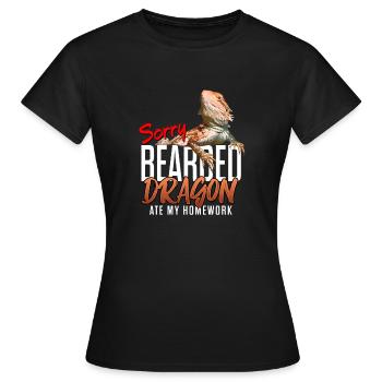 Dragon barbu a mangé mes devoirs - T-shirt Femme - noir - Devant - AI Model Female 172 dark (172cm)