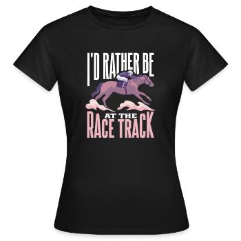 Course de chevaux cheval cheval Jockey Hippodrome - T-shirt Femme - noir - Devant - AI Model Female 172 dark (172cm)