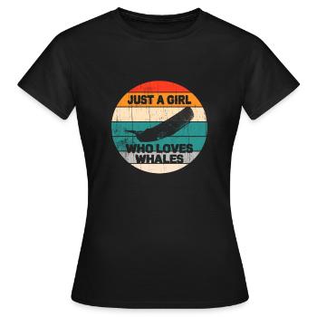 gerade ein Mädchen, das Wale liebt Retro Vintager Entwurf - Frauen T-Shirt - Schwarz - Vorne - AI Model Female 172 dark (172cm)