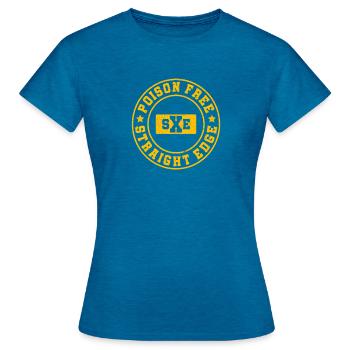 Poison free crew straight edge - Women's T-Shirt - antique blue sapphire heather - Front - AI Model Female 172 dark (172cm)