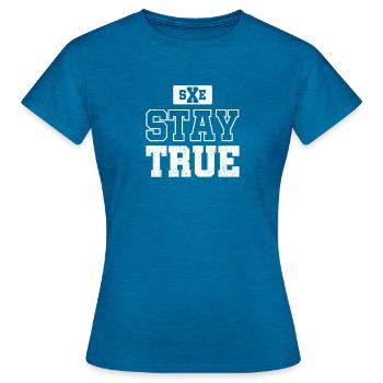 Stay true straight edge crew - Women's T-Shirt - antique blue sapphire heather - Front - AI Model Female 172 dark (172cm)