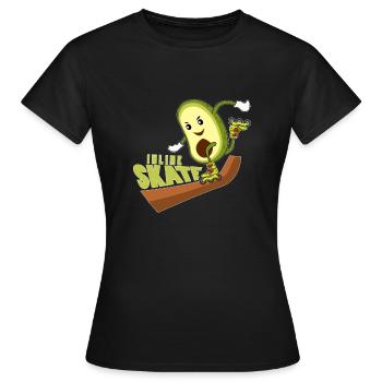 inline skates, inline skate shirt, - Women's T-Shirt - black - Front - AI Model Female 172 dark (172cm)
