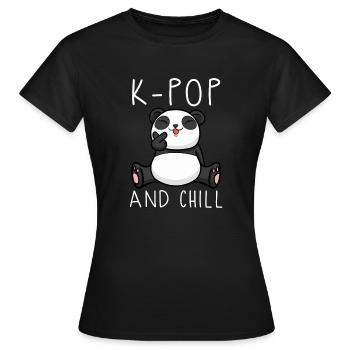 kpop, panda, korea, geschenkidee, koreanisch - Frauen T-Shirt - Schwarz - Vorne - AI Model Female 172 dark (172cm)