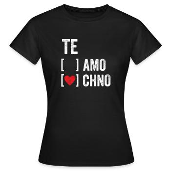 Te Amo Te Chno Techno Festival 2020 Musik Geschenk - Frauen T-Shirt - Schwarz - Vorne - AI Model Female 172 dark (172cm)