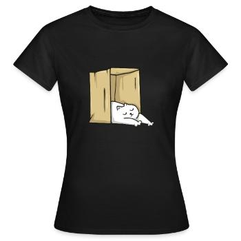 Chat endormi dans le carton - T-shirt Femme - noir - Devant - AI Model Female 172 dark (172cm)